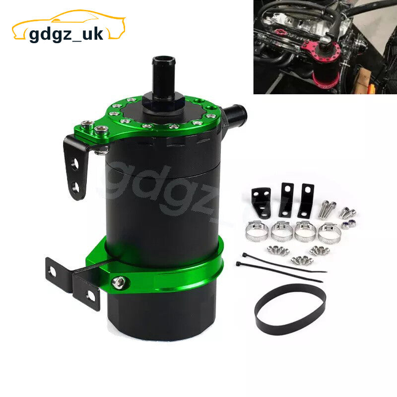 Green Universal Car Round Oil Tank Baffled Aluminum Oil Catch Can Resevoir Tank