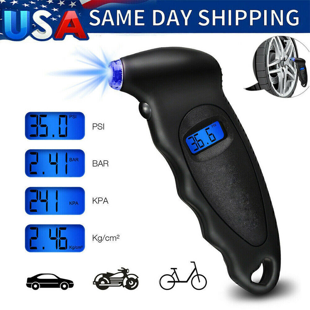 Digital Tire Air Pressure Gauge Meter Tester Bike CarTruck LCD Display 150 PS