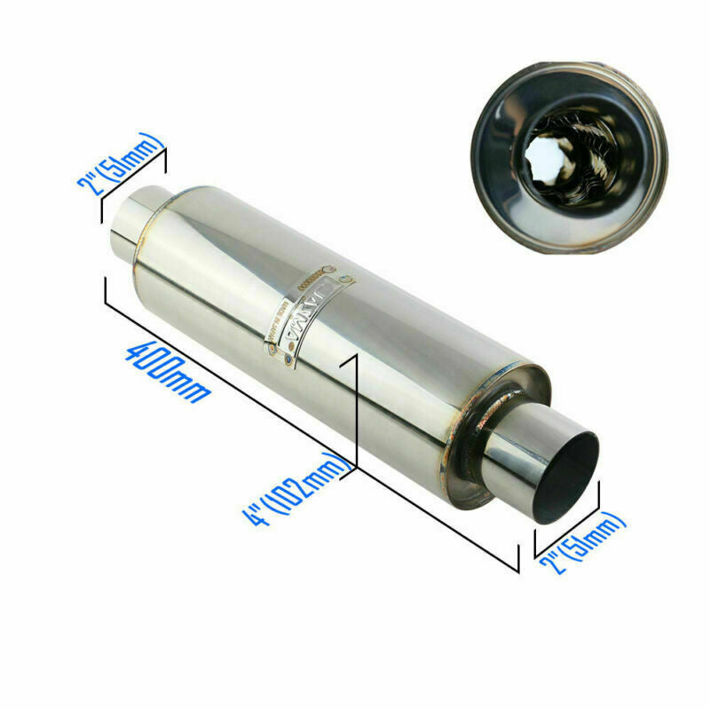 2inch IN/OUT 4inch Body Exhaust Silencer Resonator Muffler for Slow Flow