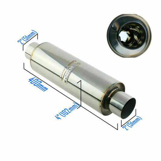 2inch IN/OUT 4inch Body Exhaust Silencer Resonator Muffler for Slow Flow