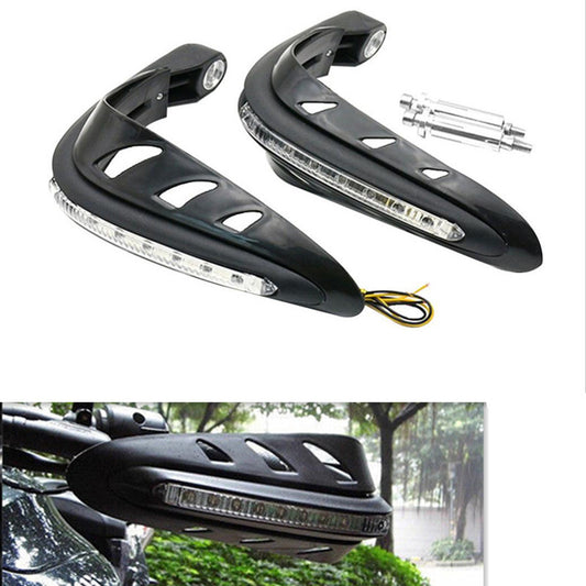 1Pair 22mm Motorcycle Handlebar Hand Protector Cover Light White LED Hand Guard