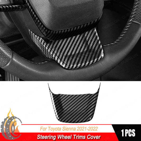 Carbon Fiber Look Steering Wheel Trim Cover Frame for Toyota for Sienna 2021 2022