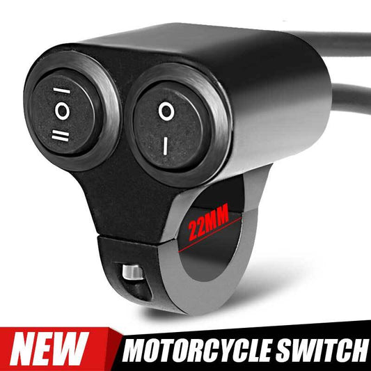 7/8 Motorcycle Handlebar Dual Button Switch On Off Fog Spot Light Headlight 12V