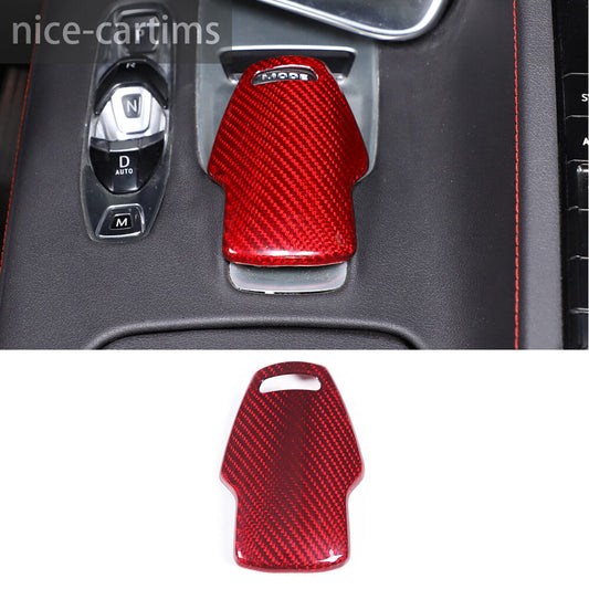 Red Carbon Fiber Console Sport Mode Knob Cover for Chevrolet for Corvette C8 2020-23