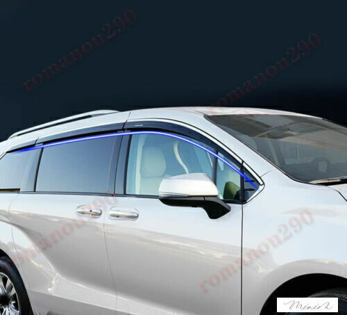 For Toyot@a for Sienna 21-23 Black & Chrome Window Visor Vent Shades Sun Rain Guard n