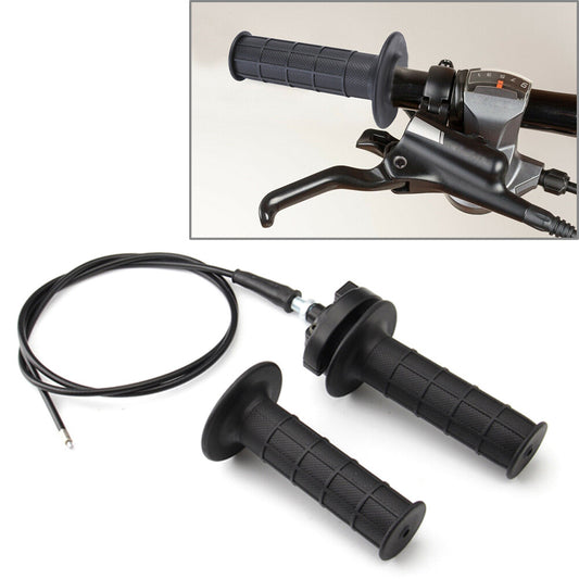 7/8 22mm Handle Throttle Clamp Hand Grip with Twist Cable Motor Bike Black 2Pcs
