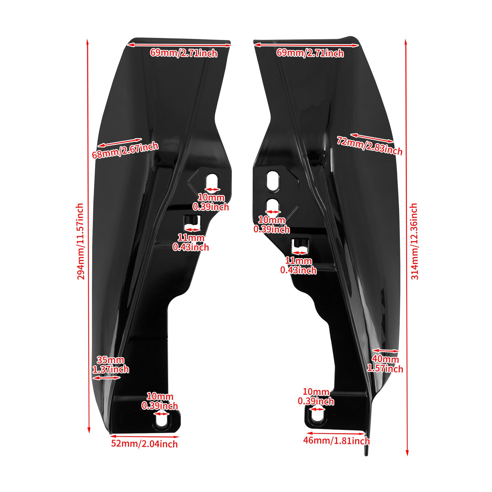 Black Mid-Frame Air Heat Deflectors for Harley Touring Electra Road Glide 17-23