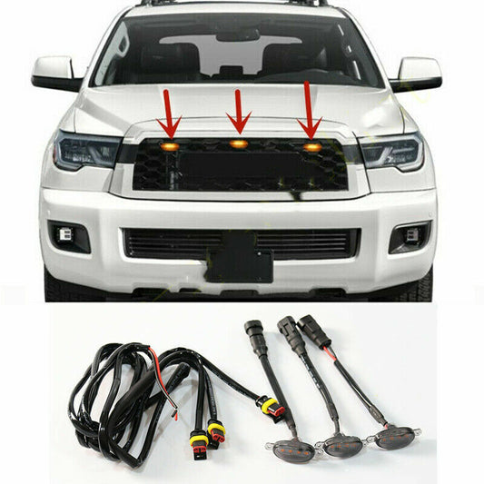 for Toyota Sequoia 2016-2021 Black Front Grille LED Light Raptor Style DRL Cover