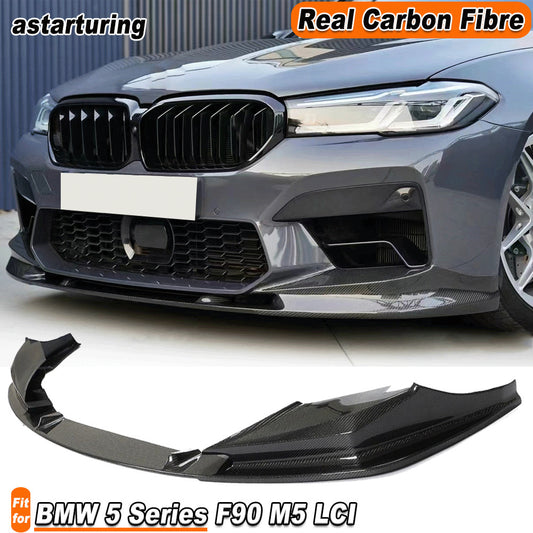 for BMW 5 Series F90 M5 LCI 2021-2022 Real Carbon Fiber Front Bumper Lip Spoiler