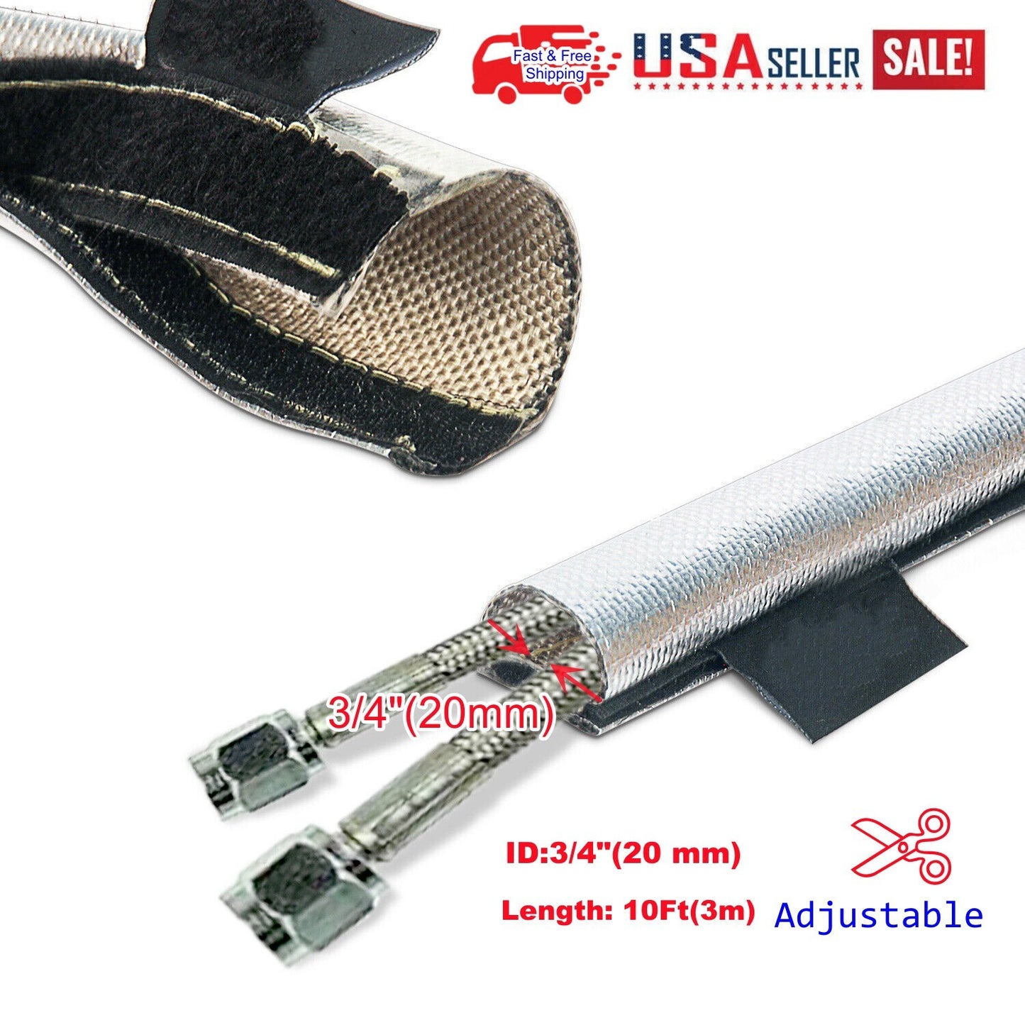 3/4 inch - 10 ft Metal Insulated Sheath Insulated Cable Conduit Cover Wrapped Fabric Tube