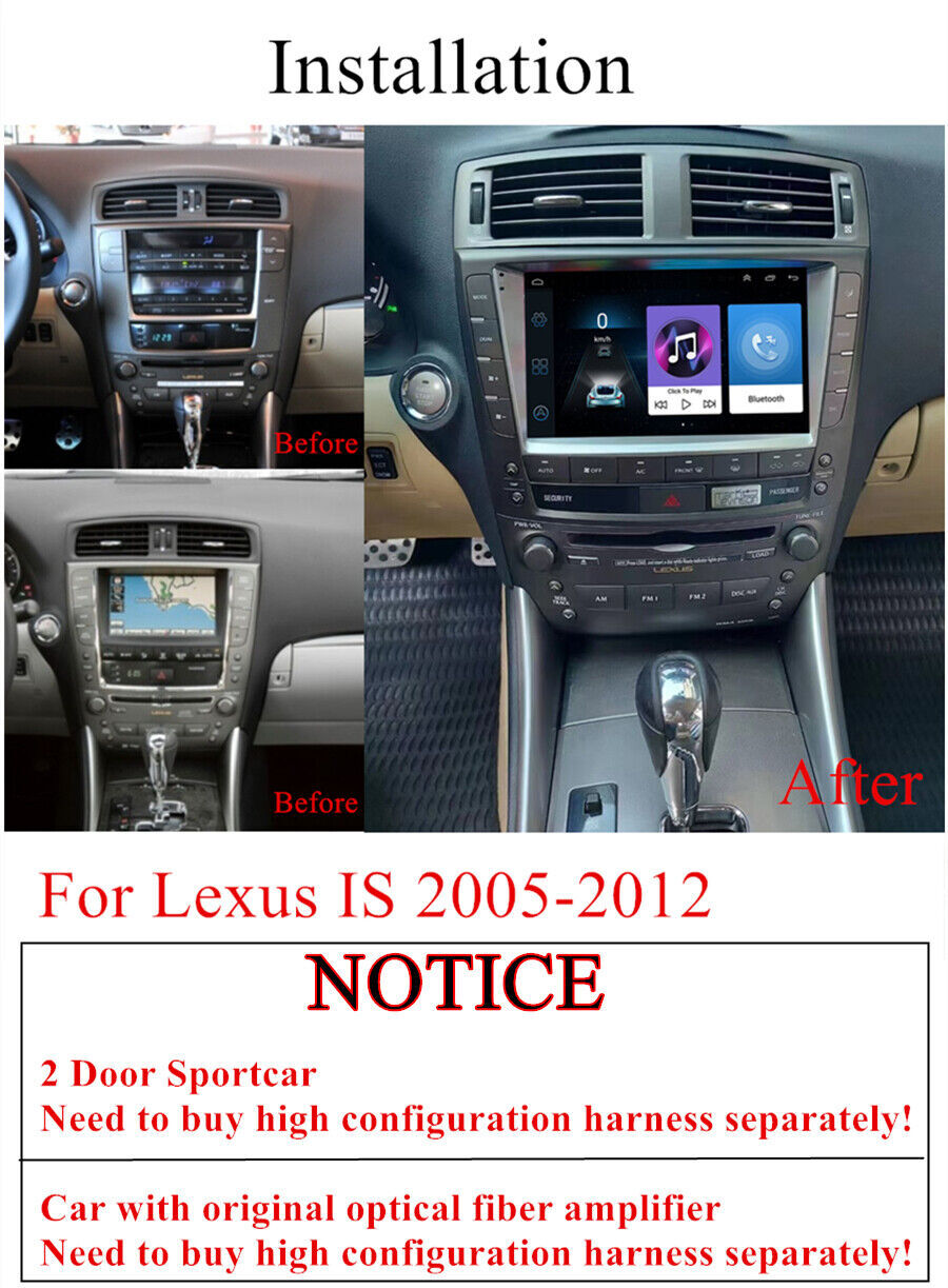 9 Android 10.1 Stereo Radio GPS Wifi for Lexus IS250 IS300 IS350 4-Dr 2005-2012 Q