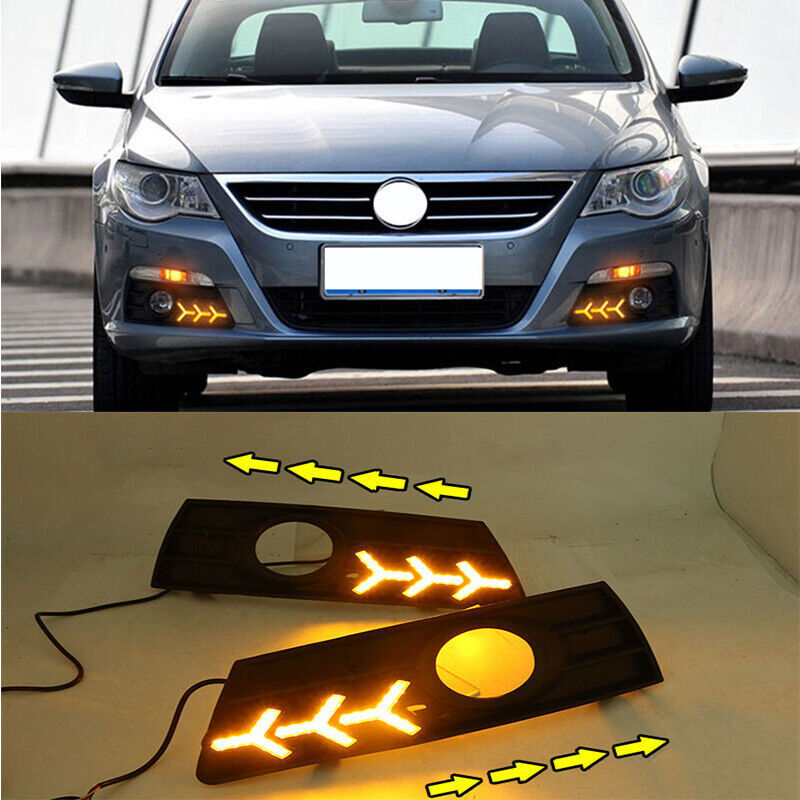 for VW CC 10-2012 LED Daytime Running Light DRL Fog Lamp Turn Signals Tricolor B n