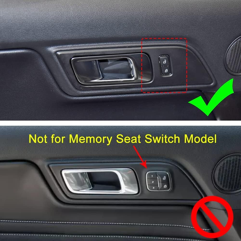 A pair of carbon fiber interior door handle trim covers for the for Ford for Mustang 2015 - 2020
