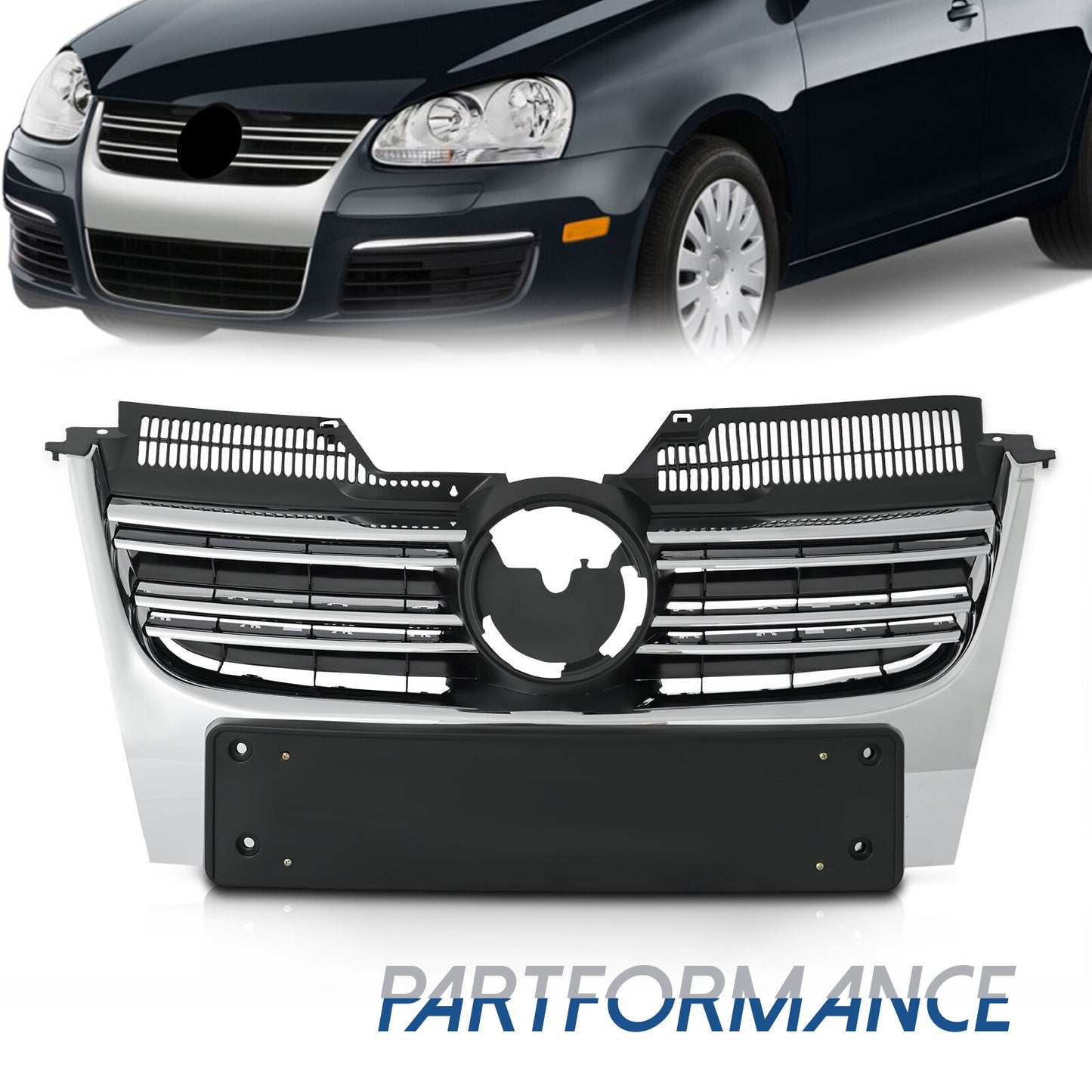For 2005 - 2010 for VW for Jetta MK5 Sedan Front Upper Grille for CHRome Trim - v