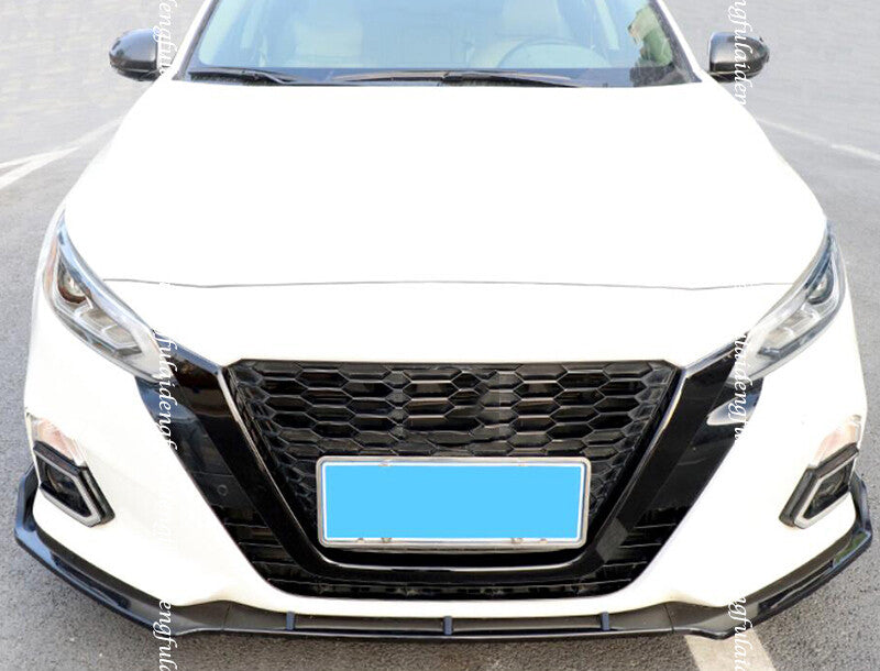 for Nissan Altima 19-2022 gloss black FRONT Bumper Grills Moulding Cover Trim 3x