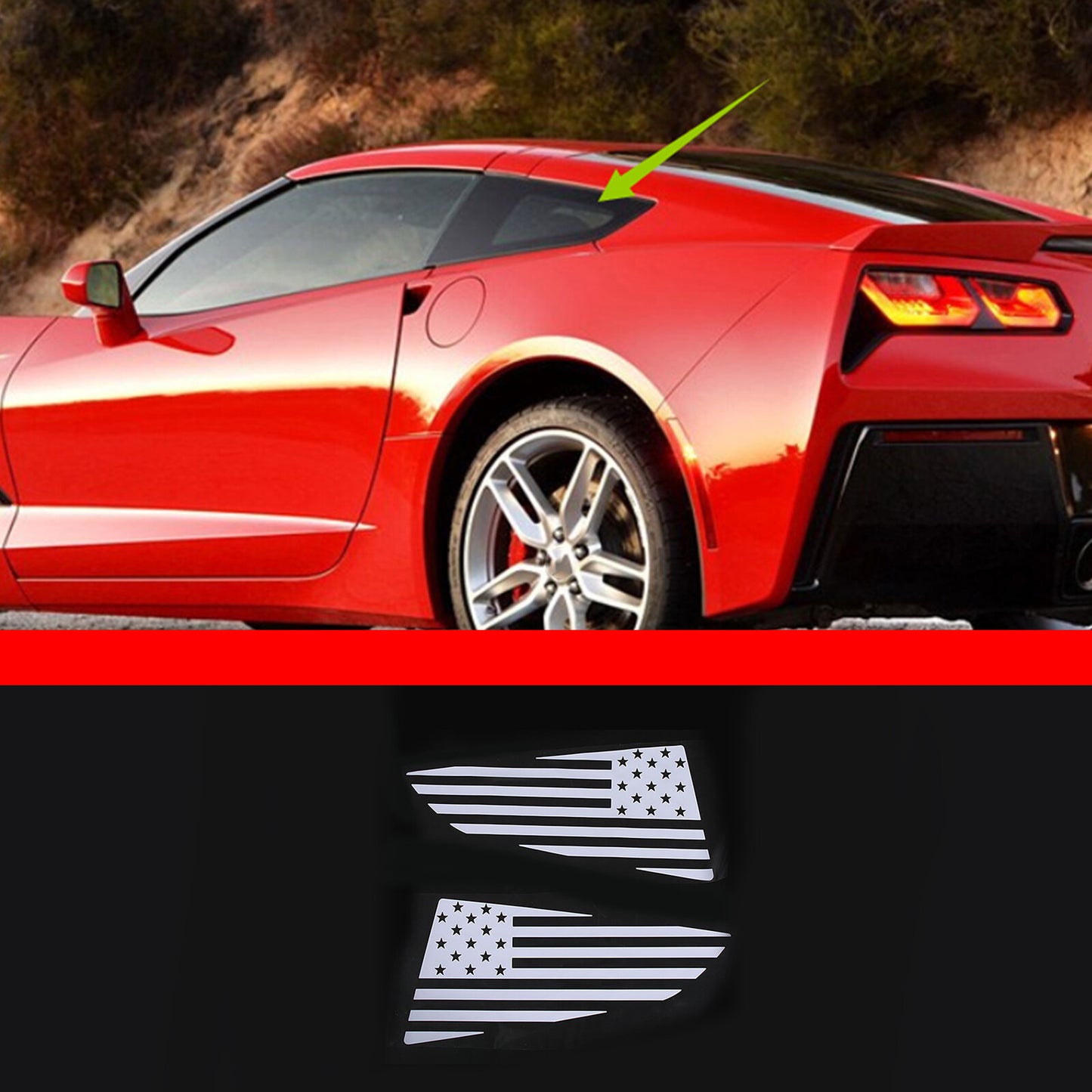 American flag decal sticker for rear quarter window of for Corvette C7 Z06 2014-17 n