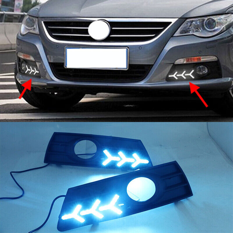 for VW CC 10-2012 LED Daytime Running Light DRL Fog Lamp Turn Signals Tricolor B n