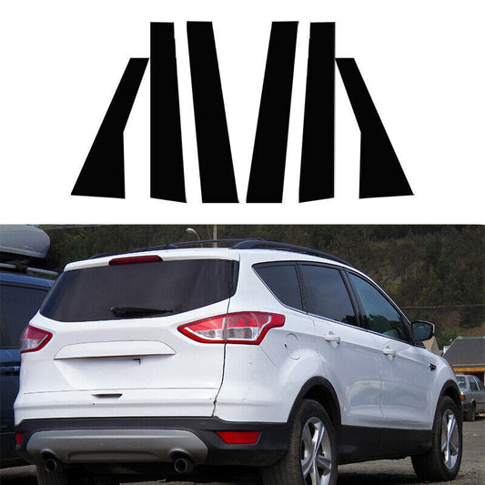 6P for Ford Escape 13-19 Piano Black Pillar Posts Door Window Molding Strip Trim