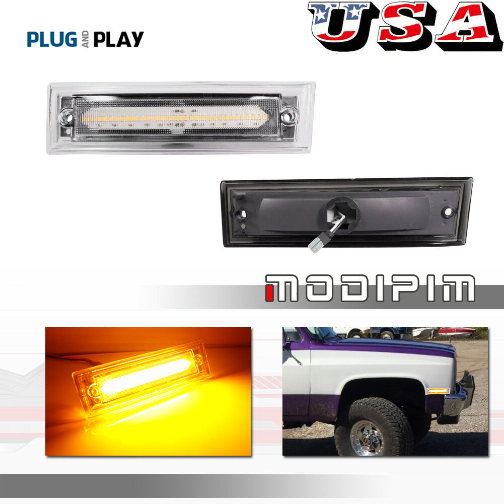 Clear with amber front bumper side marker lights for 81-91 for C10 C20 C30 for GMC - v