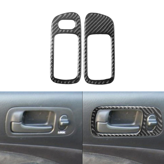 2x Carbon Fiber Interior Door Handle Cover Trim for Honda for Civic 2-Door 2003-2005