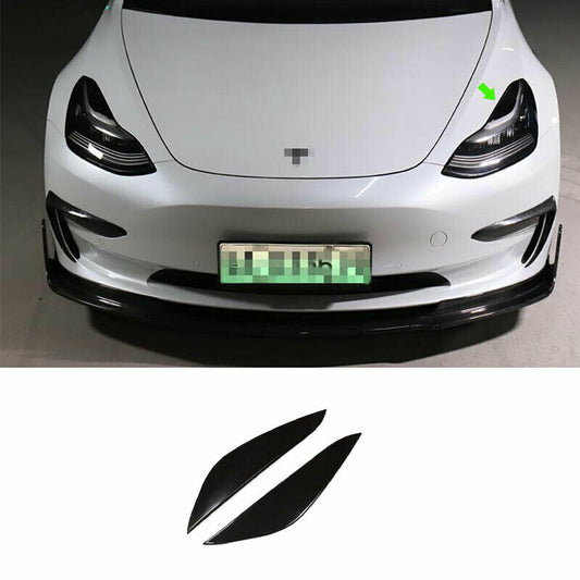 for Tesla Model 3 2017-2023 Gloss Black Front Headlight Lamp Eyebrow Strip Trim