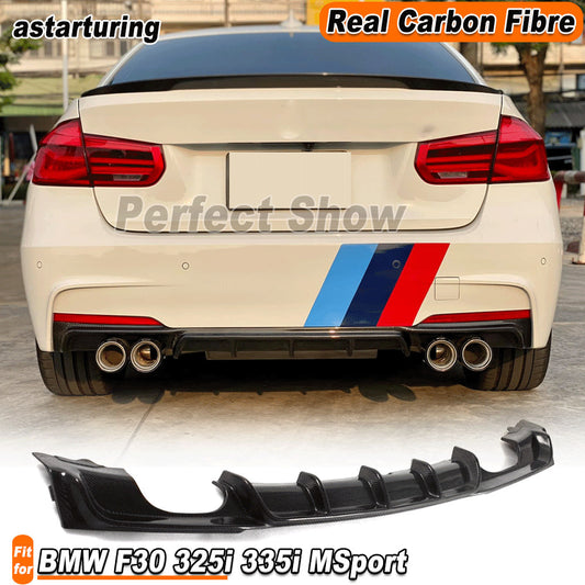 Fit for BMW F30 325i 335i M Sport 12-17 REAL Carbon Rear Bumper Diffuser Spoiler