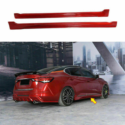 Red Side Skirts Extension Spoiler Lip Guard Bodykit for Nissan Sentra 2020-2022