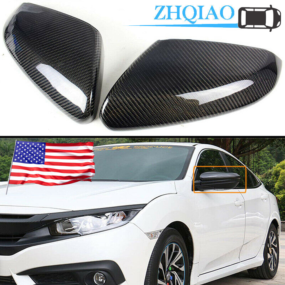 Pair Side Mirror Cap Cover trim for HONDA for CIVIC 2016-2021 Carbon Fiber Style US