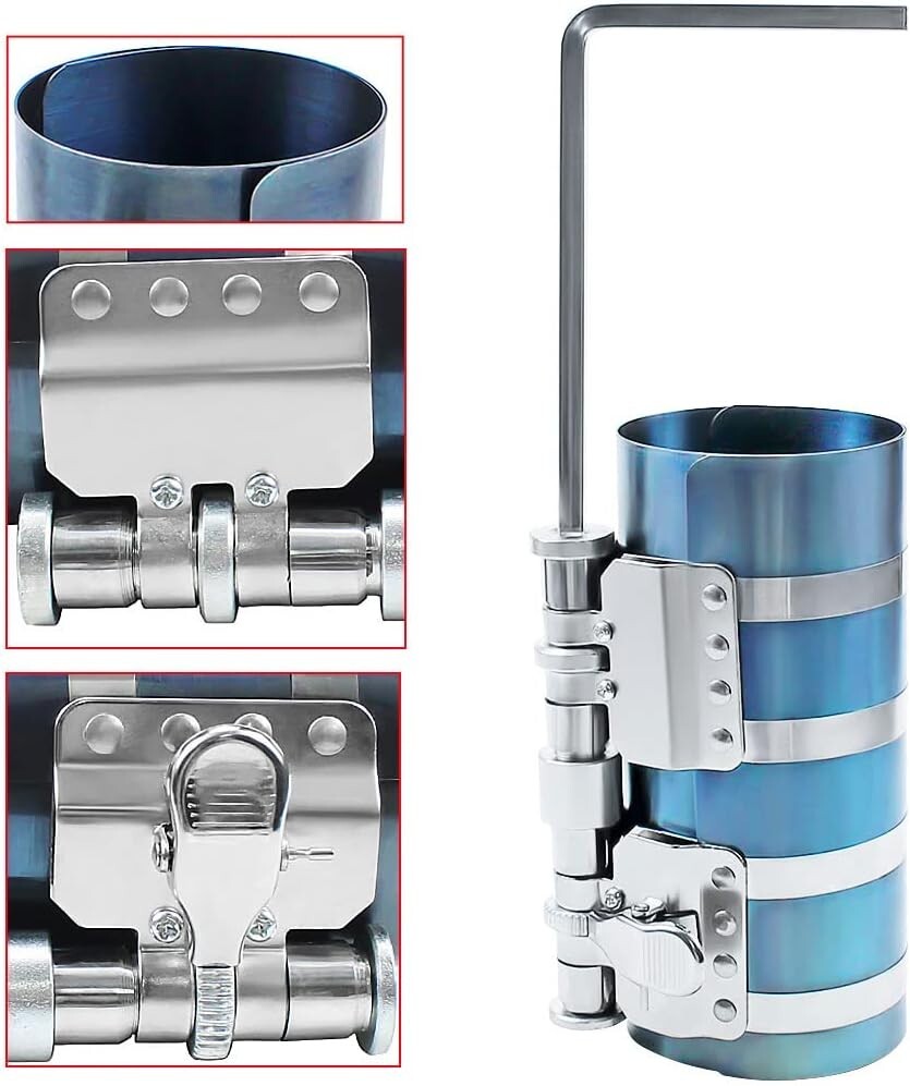 6¡± Piston Ring Compressor ,Adjustable from 2.4¡± to 7.6¡±,Sprung mechanism,Blue