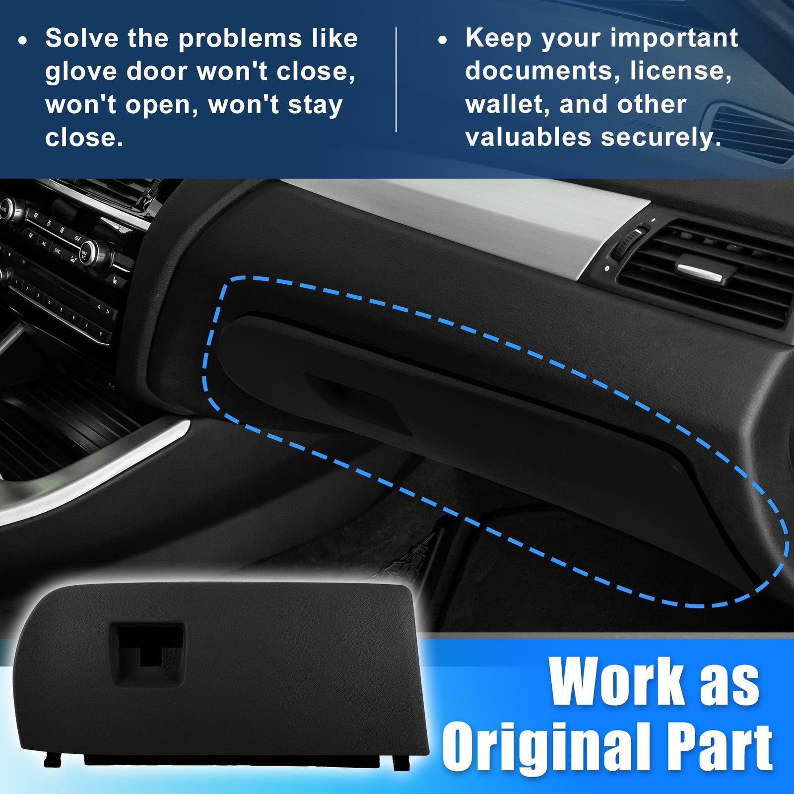 Car Dash Glove Box Door Lid Cover for BMW X3 F25 2011-2017 51166839000 Black