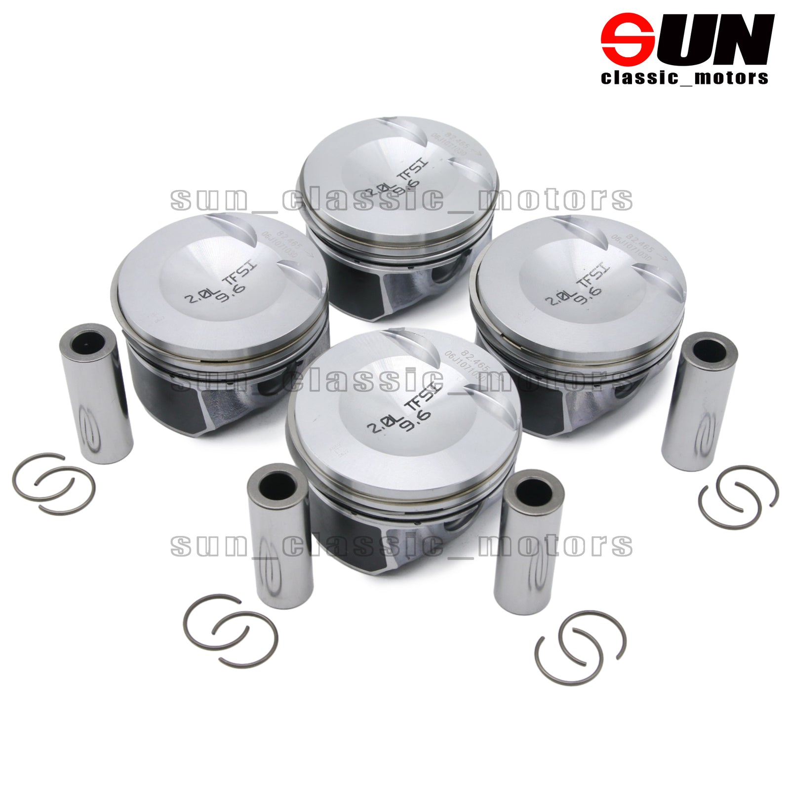 Four engine pistons and rings, 82.51 mm x 21 mm, suitable for GTI for Passat , for Audi A3, A4, A5 2.0 TFSI.