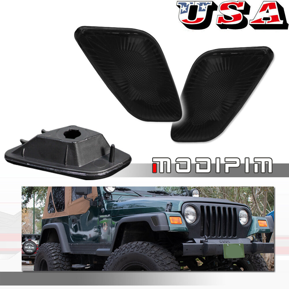Smoked Front Fender Side Marker Signal Light Kit for 1997 - 2006 for Jeep for Wrangler TJ- v