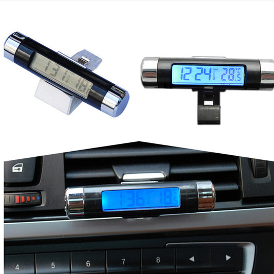 Car SUV Air Vent Clip-on Digital LED Backlight Thermometer Celsius Clock