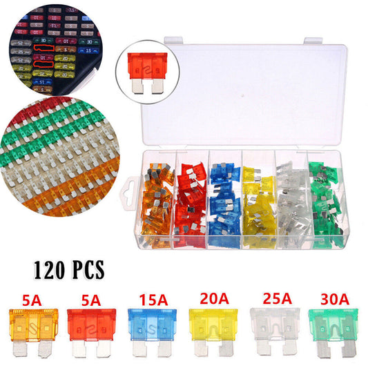 120pcs Automotive Blade Fuse Box Classification Fuse Kit, suitable for trucks, RVs, cars, boats, and motorhomes. n