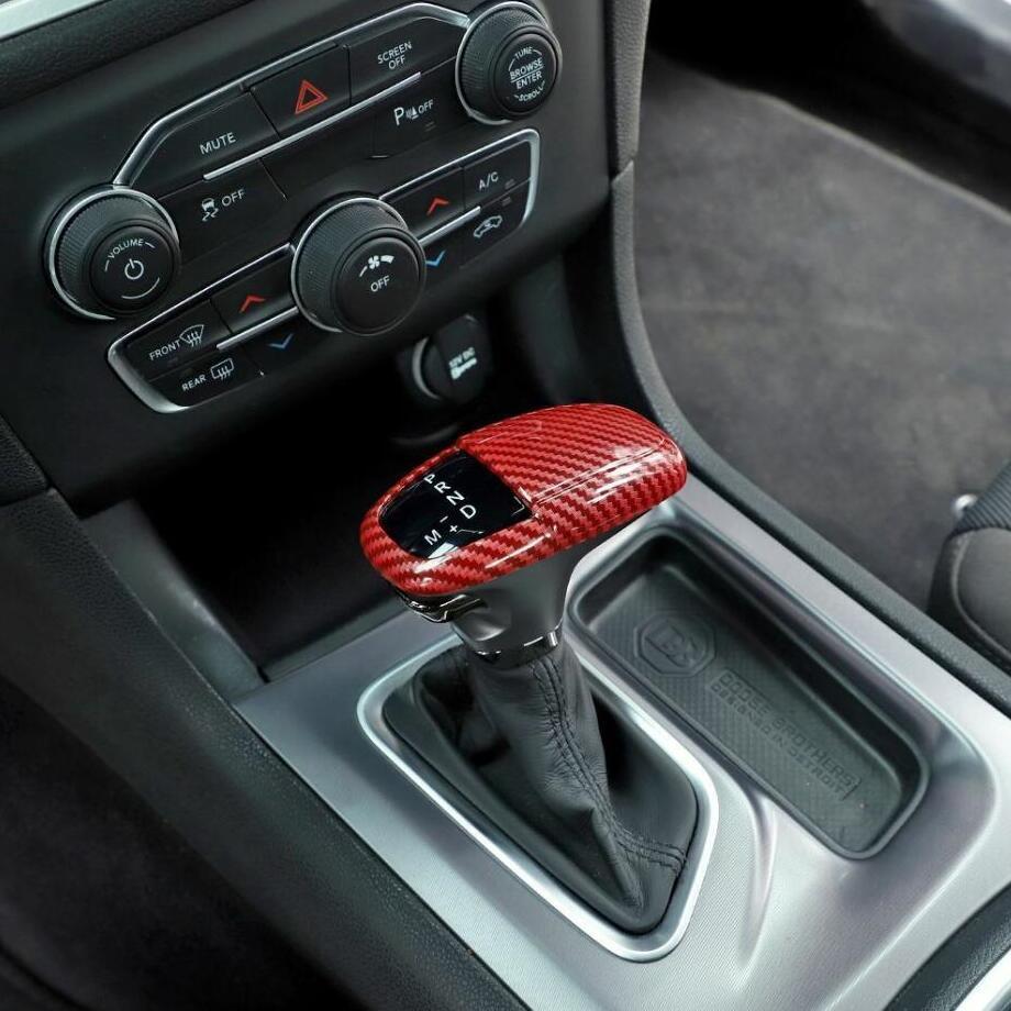 Red Carbon Gear Shift Knob Head Cover Trim Accessories for Dodge Durango 18-2024 v