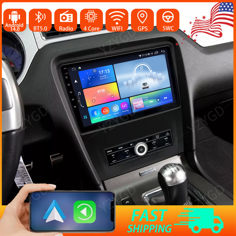 10 Android 14 Stereo Apple Carplay GPS Nav for Ford for Mustang 2010-2014 Car Radio