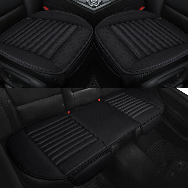 3Pcs Car Front & Rear for Seat Cover Kit Breathable PU Leather Pad Mat Chair Cushion Q