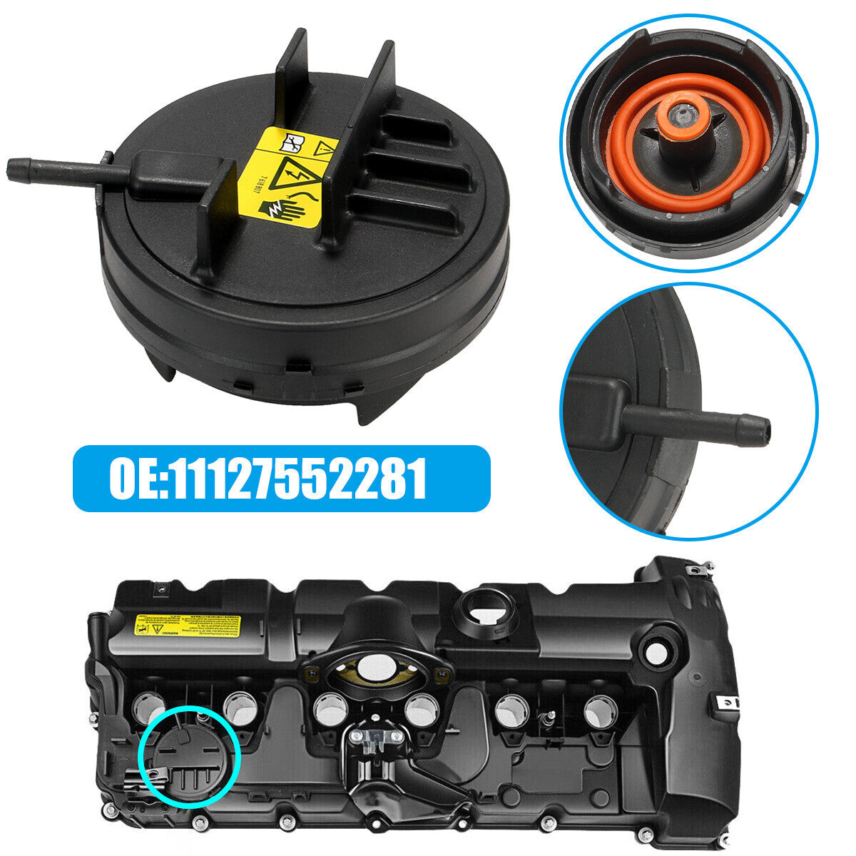 1PC New Valve Cover Cap 11127552281 for BMW E82 E90 E70 Z4 X3 X5 128i 328i 528i Q