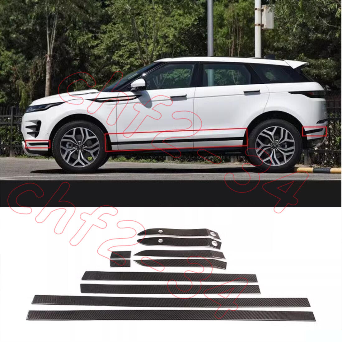 for Land Rover for Range Rover Evoque 2020-23 ABS Carbon Car Body Side Moulding Trim