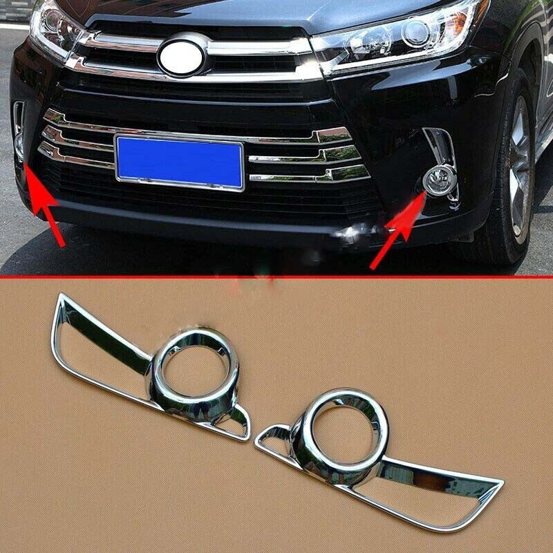 2017-2019 Chrome Front Fog Light Cover Trims for Toyota Highlander Accessories