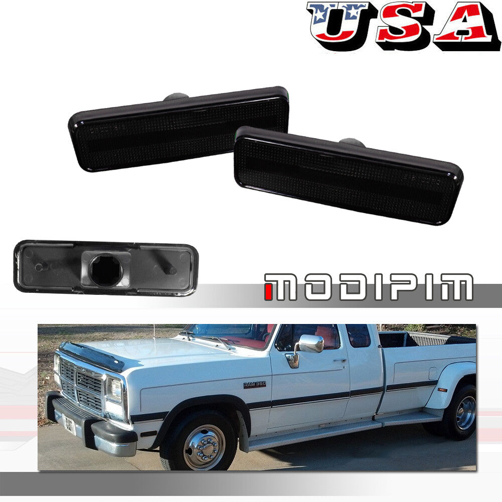 Direct Fit for Dodge D100 D150 D250 Smoke Side Marker Light Housing Kit v