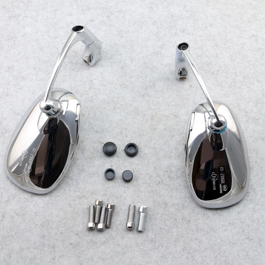 Motorcycle Rearview Side Mirror 8/10mm Screws Round Retro Cafe Racer Rear view
