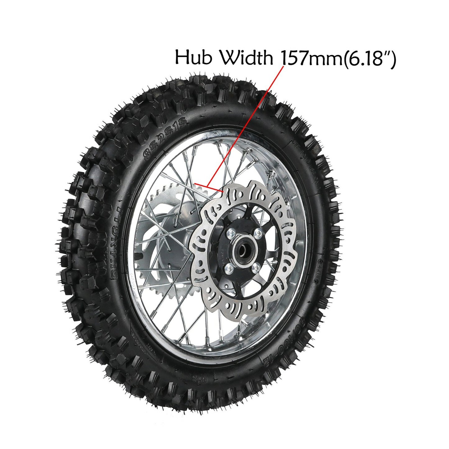 12-inch rear wheel, 3.00-12 tire, rim 80/100-12, Apollo SSR CRF bicycle, 70/110/125cc.