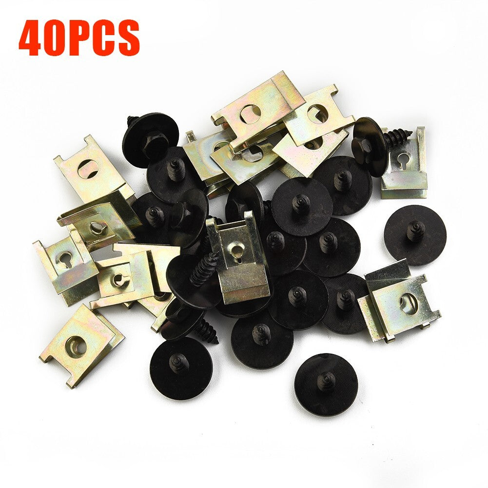 40x/set U Nut Hex Screw Speed Fastener Undertray Sheet Metal Clip Fixing For