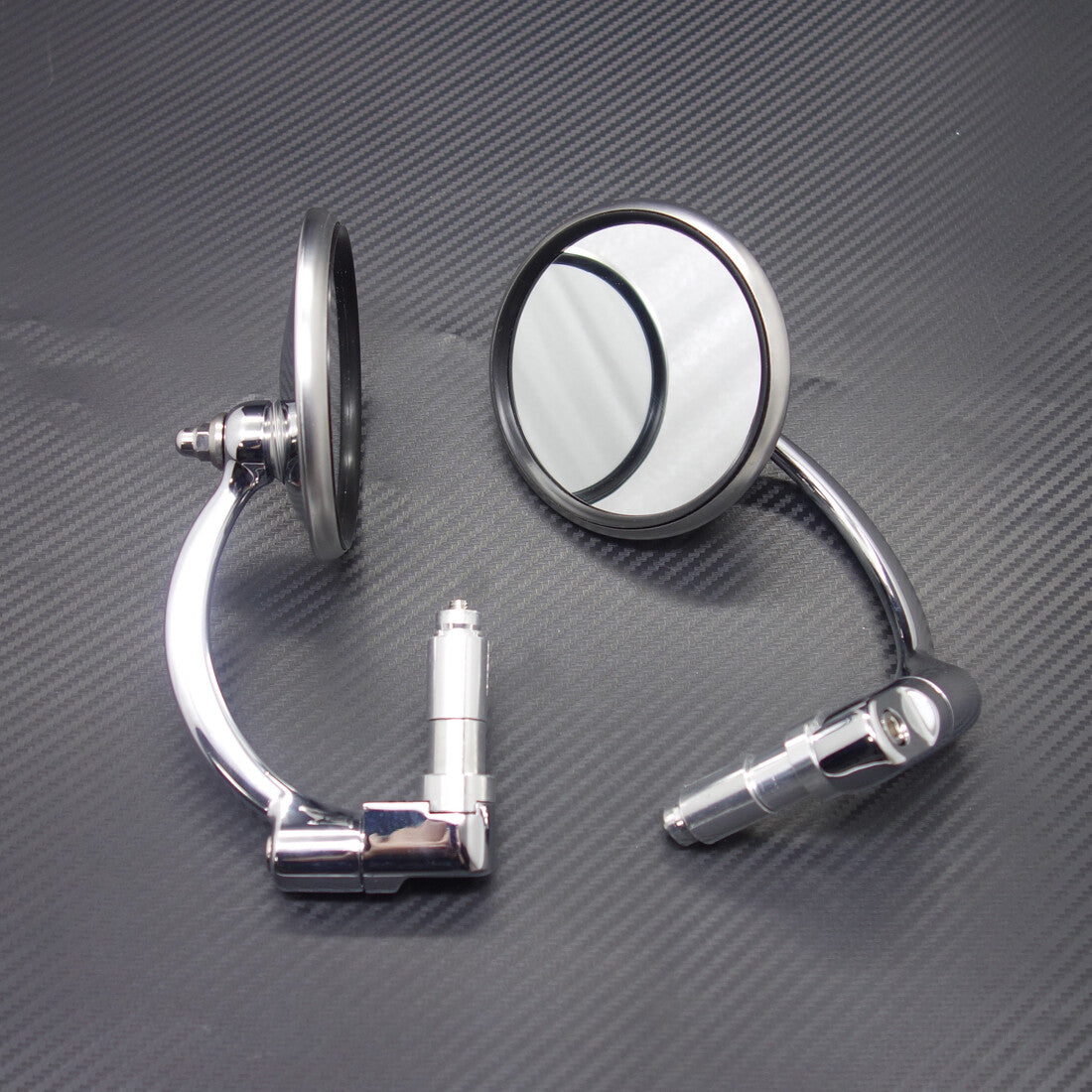 Silver Retro Metal 7/8 Handle Bar End Side Round Rearview Mirror For Cafe Racer Q