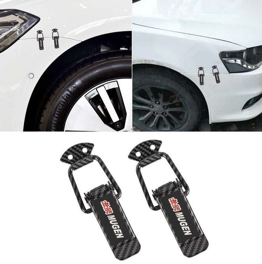 2-Piece Car Bumper Rear Trunk Fender Cover Clip Lock by Mugen Carbon Fiber for Honda for Acura