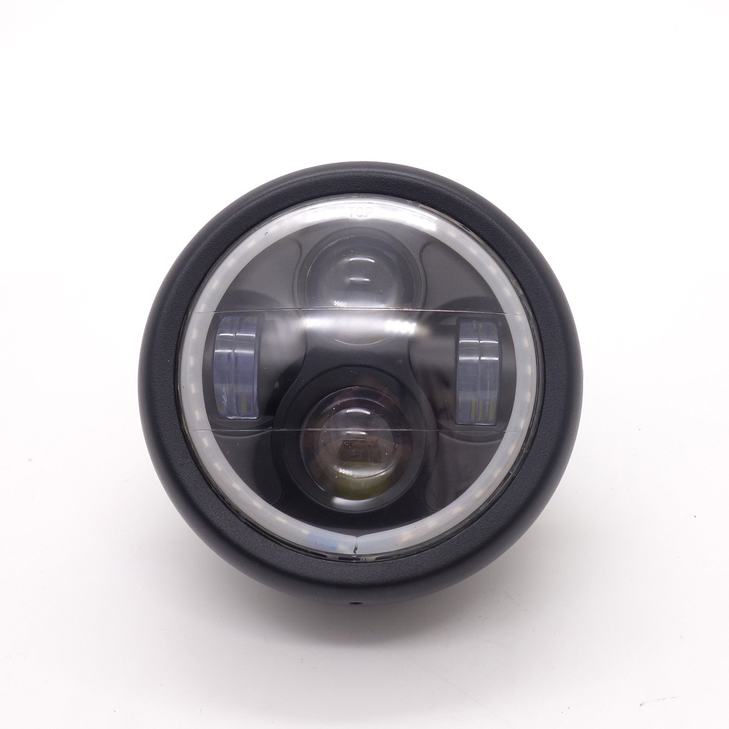Black Metal White Angel Eye LED Headlight for Harley CG125 GN125 Custom Q