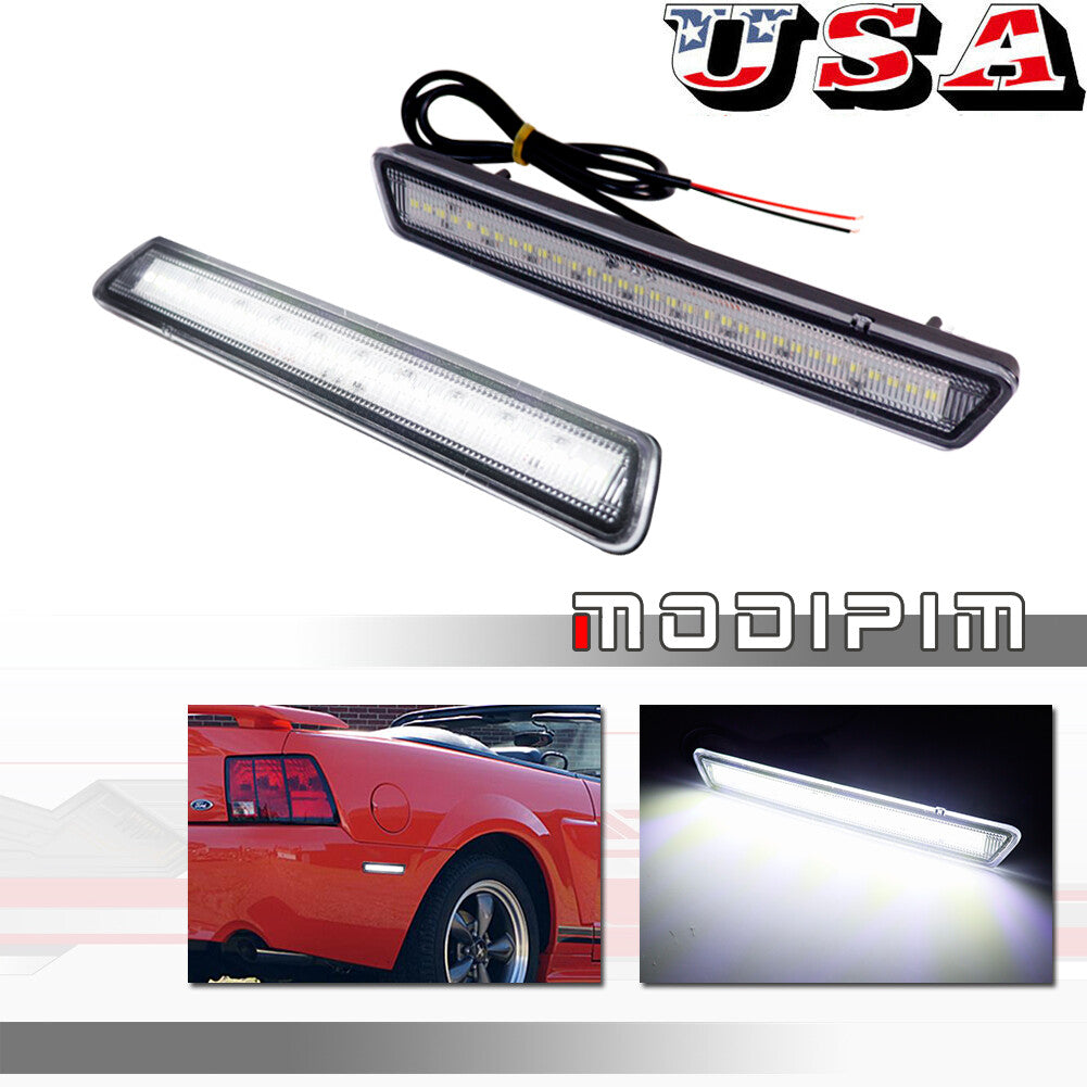 Clear Lens White LED Rear Bumper Side Marker Reflector Light for 1999-04 for - v