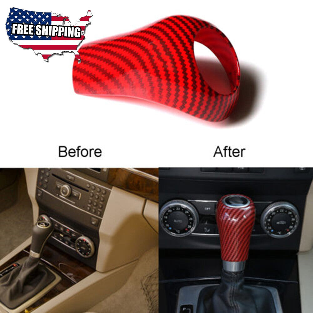 Red Gear Shift Knob Decoratiove Sticker Cover Trim for Mercedes Benz W204 W212