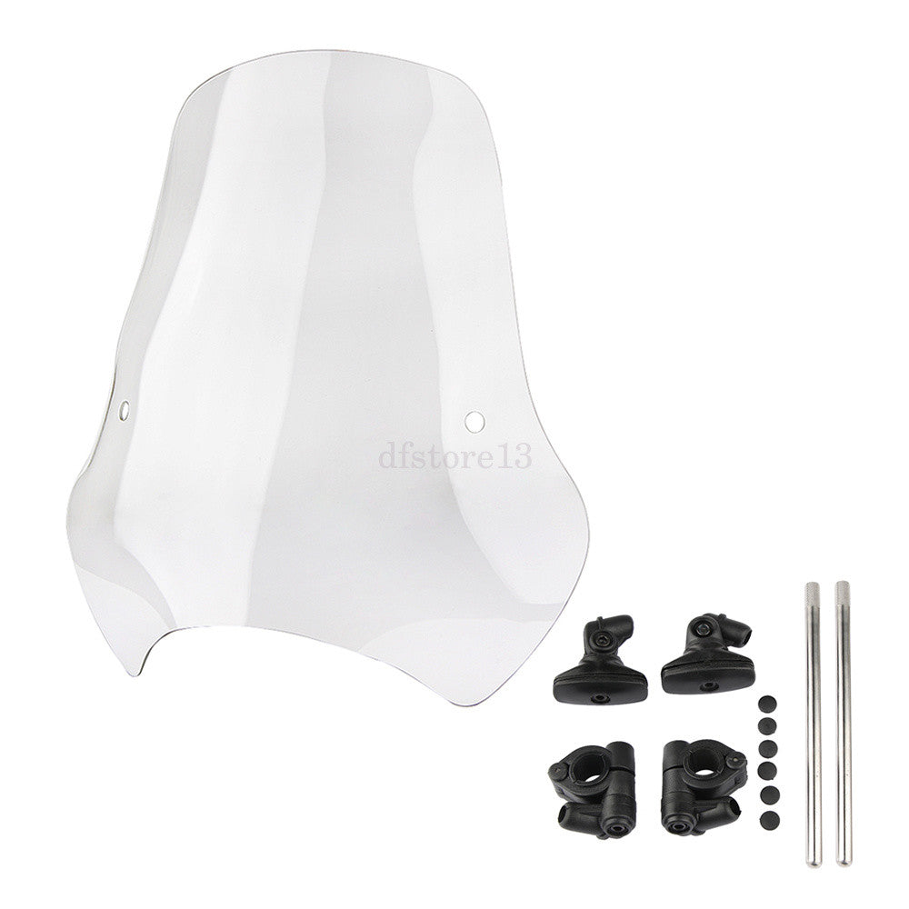 Motorcycle clear windshield 7/8 inch 1 inch handlebar swivel for Harley-Davidson 19 x 17